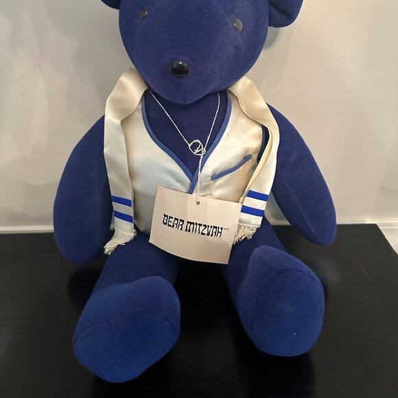Vintage North American Bear Co. 1979 Bear Mitzvah Stuffed Blue Bear - Picture 2 of 4
